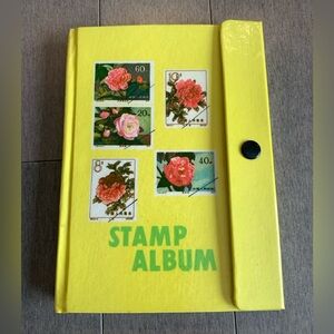 Vintage Yellow Stamp Album Stock Book – World Mix (Japan, USSR, Canada)